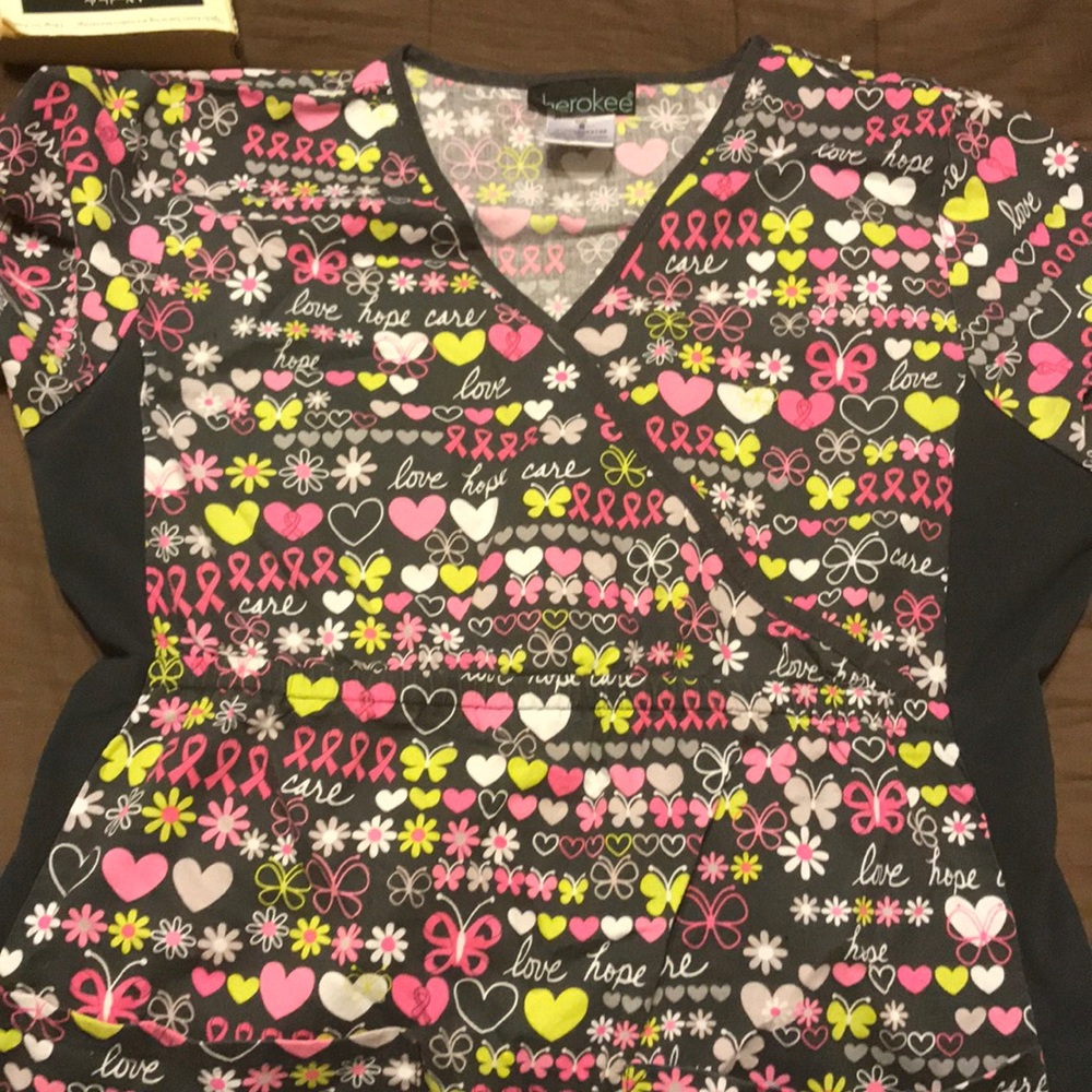 Breast cancer Cherokee scrub top
